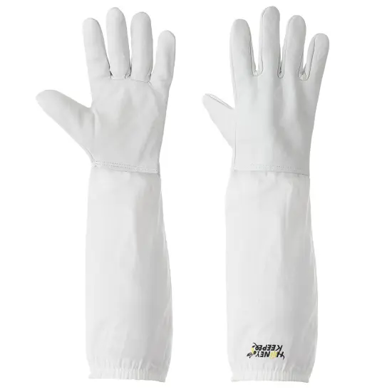 Honey Keeper Beekeeping Gloves - Goatskin Leather with Canvas Sleeve and Elastic Cuff {2}