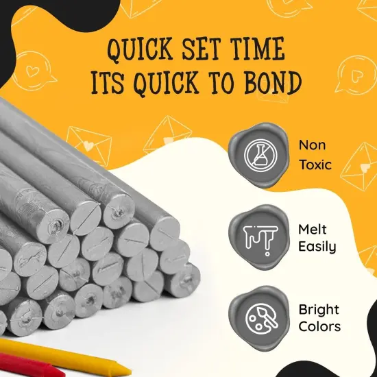 Artellius Premium Sealing Wax Sticks (Bulk 30 Pack) Wax Seal Glue Gun Sticks, Envelope Seal Wax for Stamp Seals - Perfect Wax Seal Sticks for Crafting, Invitations & Letters - Silver {2}