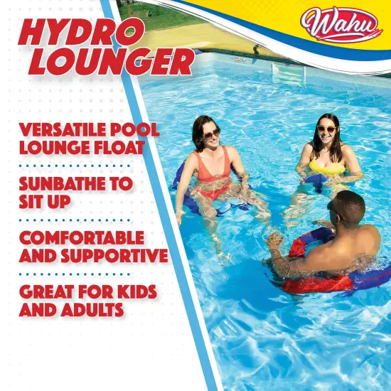 Wahu Hydro Lounger Versatile Pool Lounge Float for Sunbathing, Inflatable Beach and Pool Float Lounger with Inflate/Deflate Valve, Red/Blue {3}