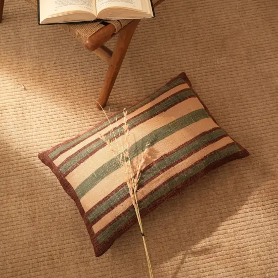 DuoWeft Stripe Cushion &ndash; 24 x 16 Inch Lumbar Pillow for Sofa, Bed & Home D&eacute;cor &ndash; Stylish, Textured, and Durable Accent Cushion for Living Room, Bedroom, and Office {1}