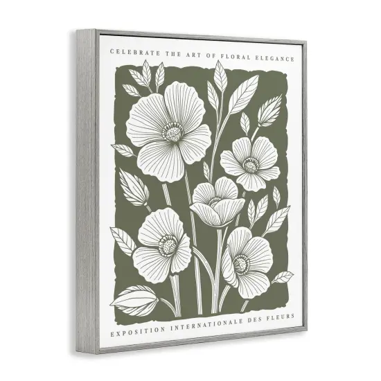 Stupell Industries Moss Hued Florals Framed Giclee By Lettered and Lined {3}