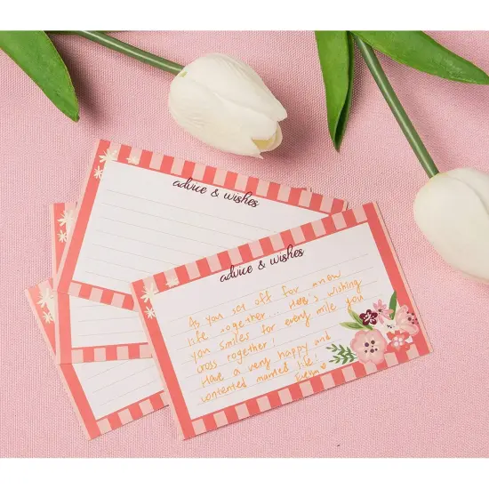 Juvale Advice Cards and Box, Wishes for The Bride (8 x 8 in, 50 Pack) Pink {3}