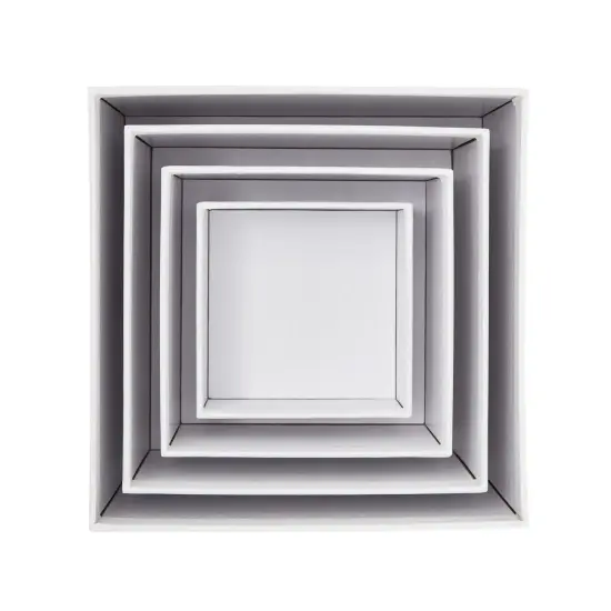 Stockroom Plus Set of 4 Sizes Square Nesting Gift Boxes with Lids for Presents, Stacking Decorative Goodie Box for Holidays, Wedding, Birthday, and Party Favors (White) {6}