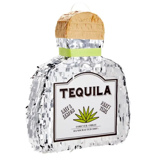 Tequila Pinata for Bachelor Party Decorations, Table Centerpiece, Photo Prop (Small, 16.5 x 13 x 3 In) Silver {1}