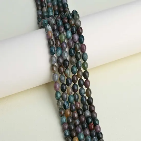 Indian Agate 8mm Natural Stone Beads Round Loose Gemstone Stone Beads for DIY Bracelet Necklace Earrings Jewelry Making Polishing Genuine Real Stone Beading Crystal 96PCS 2 Strand 32" {5}