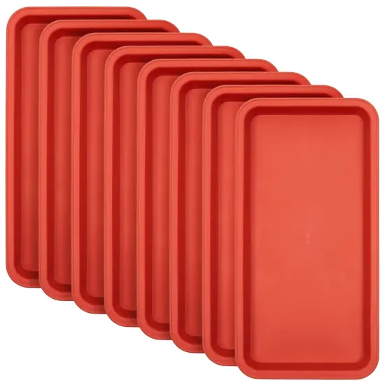 8 Pack Plastic Plant Drip Trays for Planters, Pots, Rectangular Saucer Pans for Indoors, Outdoors (Terracotta Red, 6.5x12 in) {1}