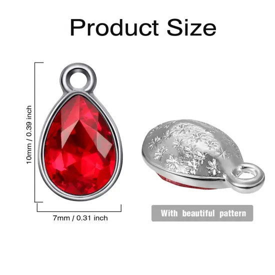 52 Pieces Water Drop Pendants Crystal Beads Pendants Charms Rhinestone Teardrop Jewelry Findings for Women DIY Necklace Jewelry Making, 7 x 10 mm, 13 Colors {6}