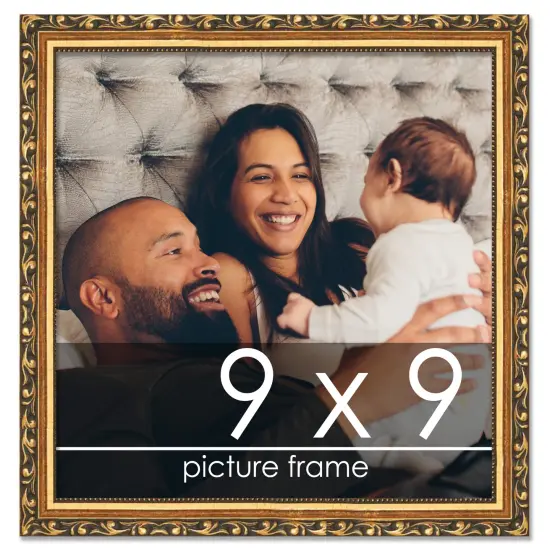 9x9 Museum-Quality Picture Frame with UV-Resistant Acrylic & Acid-Free Backing, Available in 4 Finishes - Gold, Silver, Bronze, and Black {1}