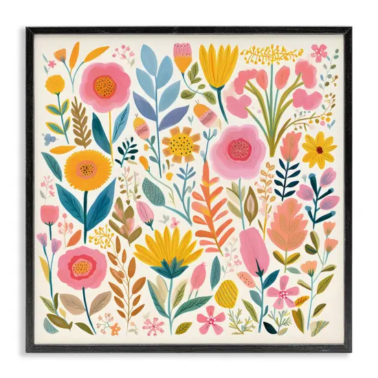 Stupell Industries Cottage Florals Pattern Framed Giclee Wall Art Design by Petal Prints Design {1}