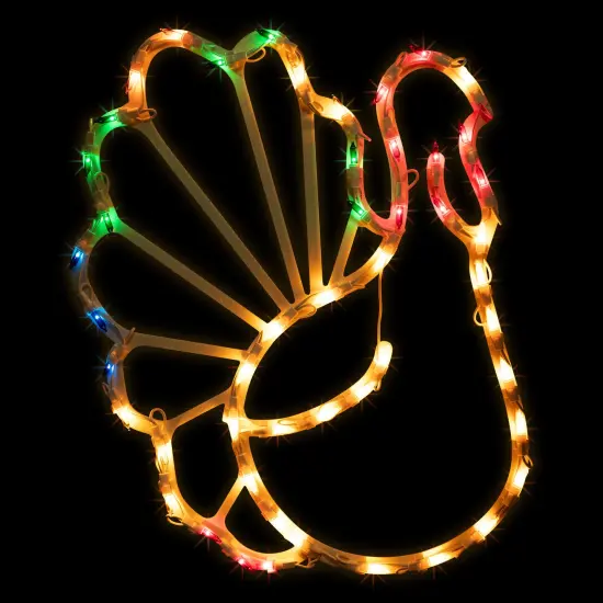 Northlight Lighted Turkey Thanksgiving Window Decoration &ndash; 18" - Multi-Color White {1}