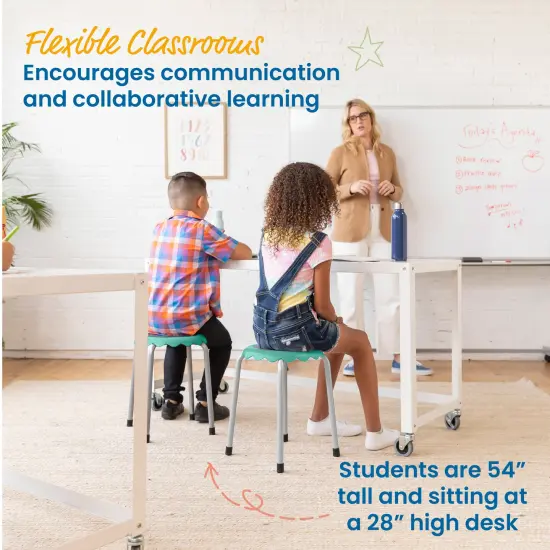 Daisy Stackable Stool Set, Flexible Seating, 8-Piece Seafoam {4}