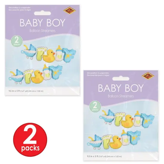 6 Pack Bulk Baby Boy Balloon Streamers {5}