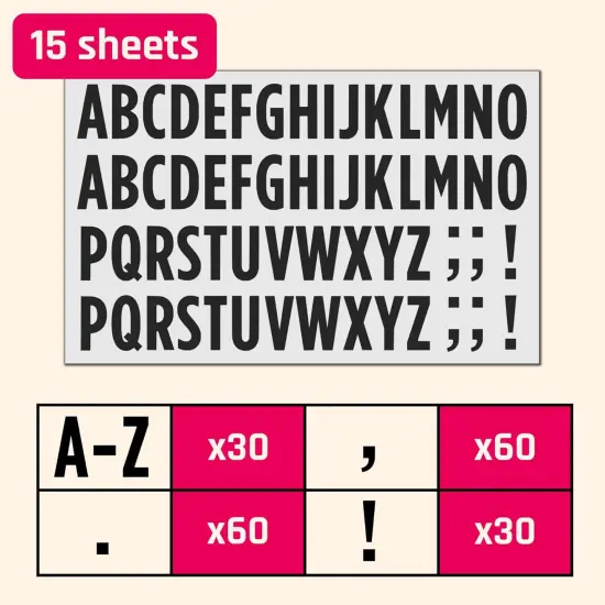 30 Sets, 1 inch - Black Vinyl Letter Alphabet Stickers {2}