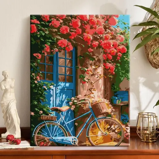 Paint by Numbers for Home Wall Art Decor-Flowers and Bicycles {2}
