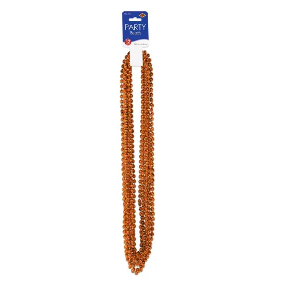 144 Pack Bulk Party Bead Necklaces - Small Round orange {3}