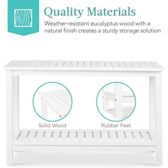 Best Choice Products 48in 2-Shelf Indoor Outdoor Wooden Console Table Multifunctional Buffet Bar Storage White {5}