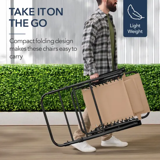 Best Choice Products Folding Outdoor Zero Gravity Rocking Lounge Chair w/ Headrest Pillow Beige {4}