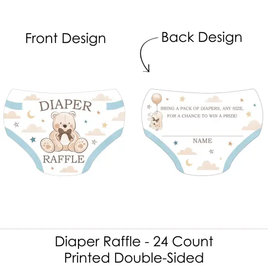 Big Dot of Happiness We Can Bearly Wait - Diaper Shaped Raffle Ticket Inserts - Teddy Bear Baby Shower Activities - Diaper Raffle Game - Set of 24 {3}