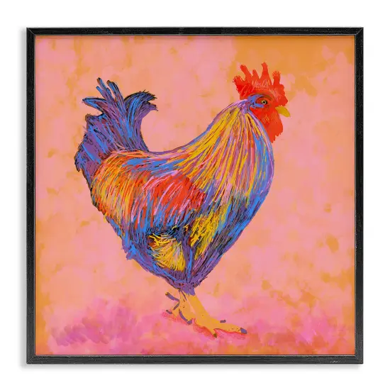 Stupell Industries Warm Hued Vibrant Rooster Framed Giclee By Dina Riddle {7}
