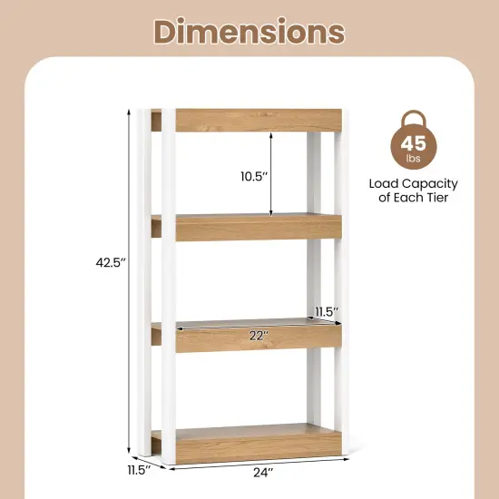 4 Tier Bookshelf Wooden Bookcase with Dual Anti-Tipping Kits Perfect for Living Rooms, Bedrooms Or Studies Natural {5}