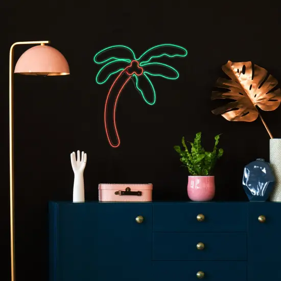 Northlight LED Palm Tree Neon Lighted Wall Art - 24.5" - Orange and Green {4}