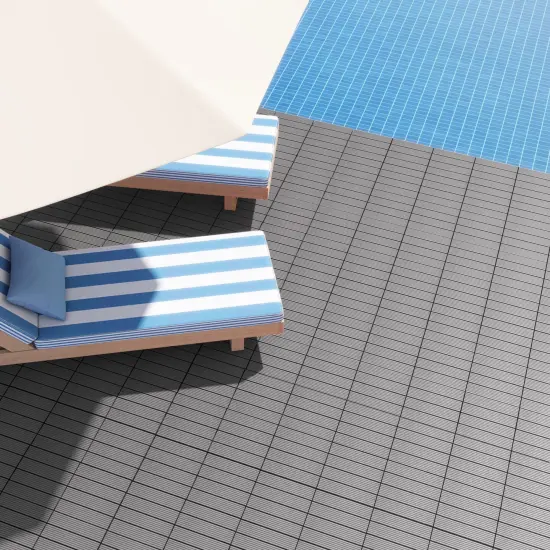 18 Piece All Weather Interlocking Deck Tiles Perfect for Splicing Area Grey {6}
