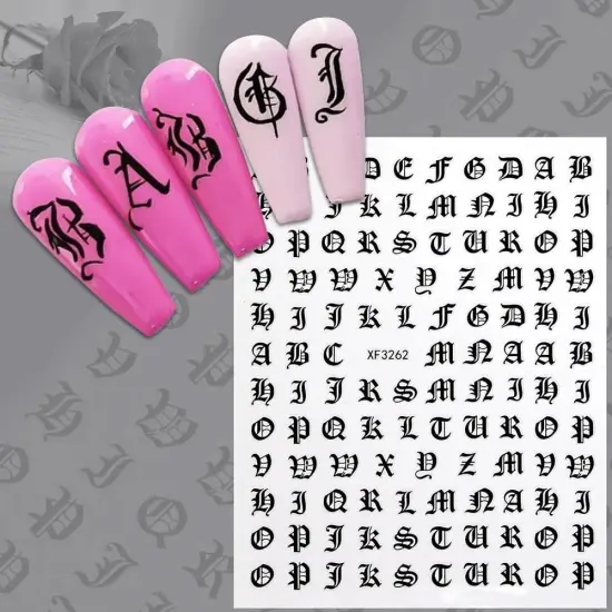 8 Sheets English Alphabet Letters Nail Art Stickers Holographic (8 Sheets) {2}