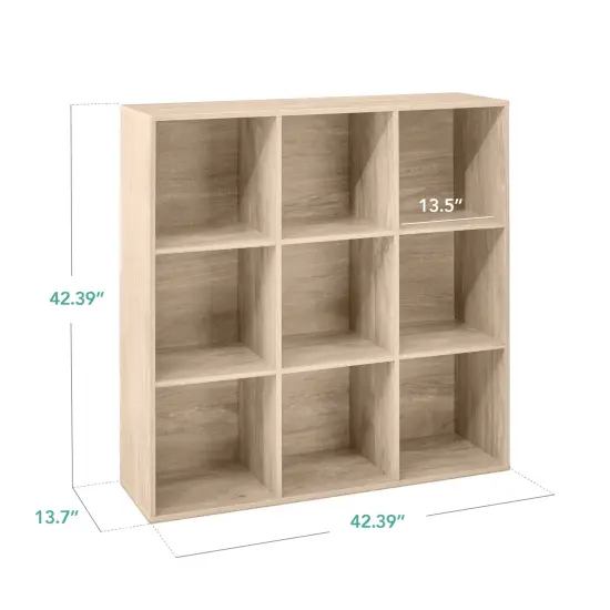 Best Choice Products 9-Cube Bookshelf, 13.5in Display Storage System, Organizer w/ Removable Back Panels Light Oak {2}