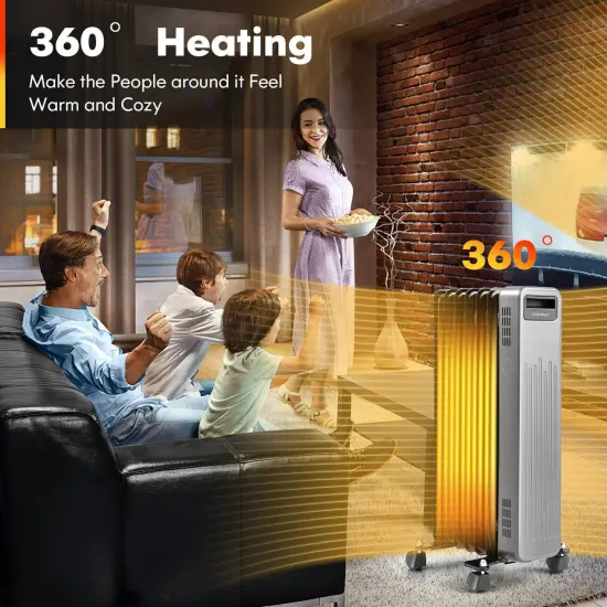 1500W Portable Oil-Filled Radiator Heater for Home and Office-Black {3}