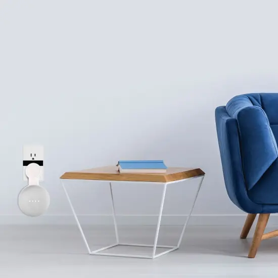 Wall Mount Holder For Google Home Mini, AC Outlet Bracket Built-in Cable Management Hide Messy Wires and without Drill/Screws, White by Insten {7}