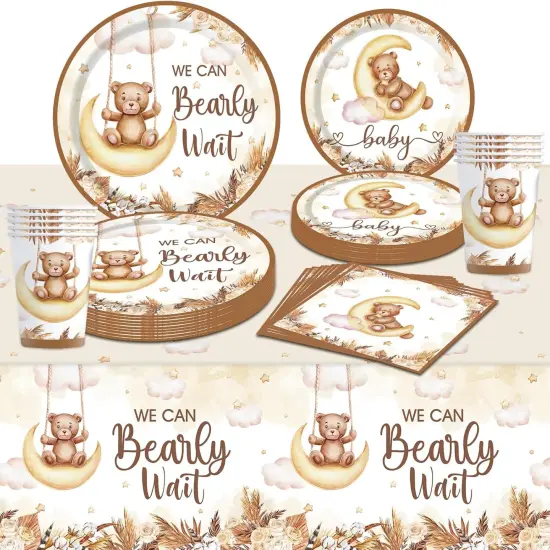 97 Pcs We Can Bearly Wait Tablecloth Baby {1}