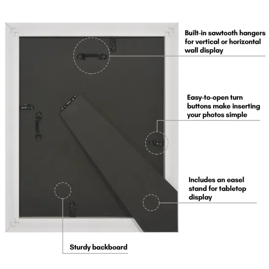 Americanflat 8x10 Picture Frame with Decorative Inner Mat Accent - Use as 5x7 photo frame with Mat or 8x10 frame without the Mat - Statement Frame with Shatter-Resistant Glass and Easel Stand {6}