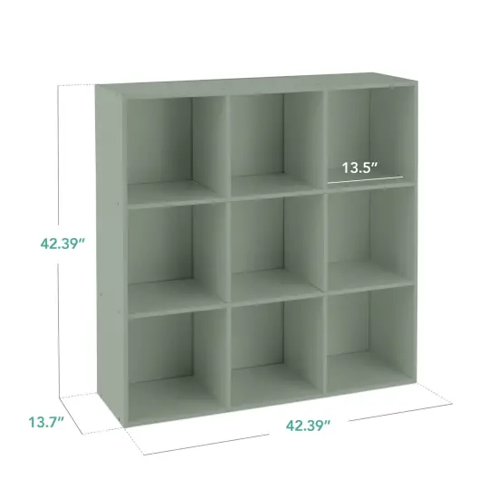 Best Choice Products 9-Cube Bookshelf, 13.5in Display Storage System, Organizer w/ Removable Back Panels Sage {2}