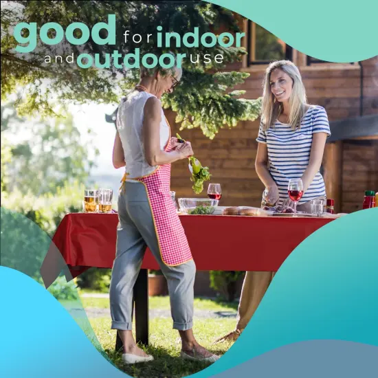 Exquisite Plastic Table Cover Roll &ndash; 40" x 100' Disposable Tablecloth Roll &ndash; Premium Thick 0.5 MIL Plastic Banquet Roll &ndash; Party Table Cover Roll for Events & Catering Red {6}