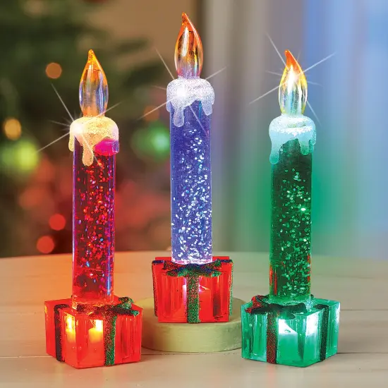 Collections Etc Color Changing Flameless Glitter Candles - Set of 3 {4}