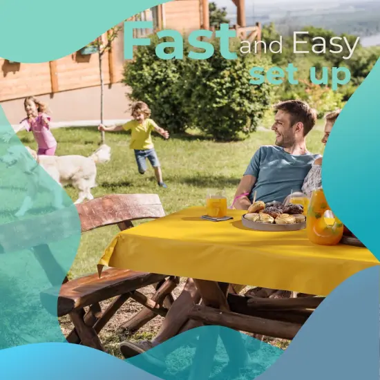 Exquisite Plastic Table Cover Roll &ndash; 40" x 300' Disposable Tablecloth Roll &ndash; Premium Thick 0.5 MIL Plastic Banquet Roll &ndash; Party Table Cover Roll for Events & Catering Yellow {6}