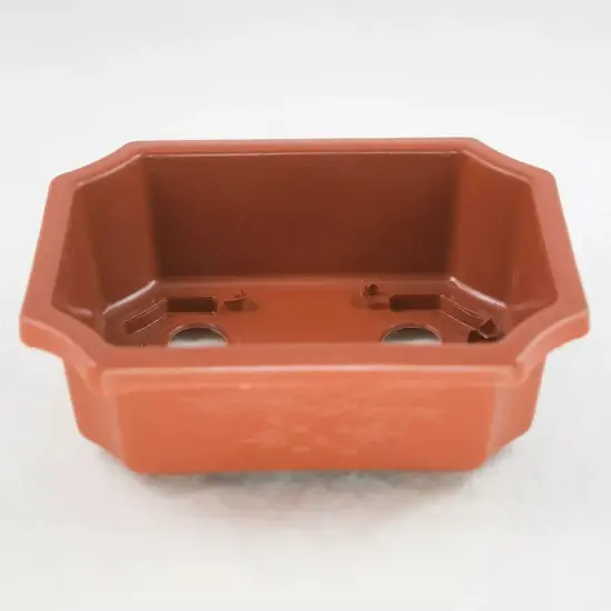 4 Rectangular Plastic Bonsai / Cactus & Succulent Pot 7"x 5.5"x 2" - Dark Orange {3}