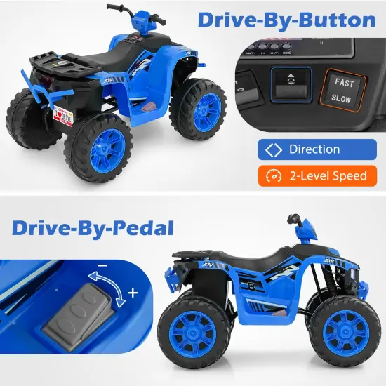 Red 24V Electric Ride-On ATV for Kids with Wireless Connection, 3-8 Years Old Blue {6}