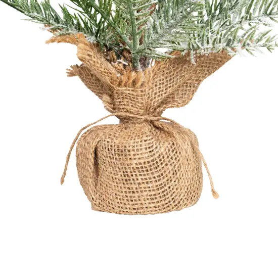Northlight Heavily Flocked Pine in Burlap Base Christmas Tree - 17.75" - Unlit Green {4}