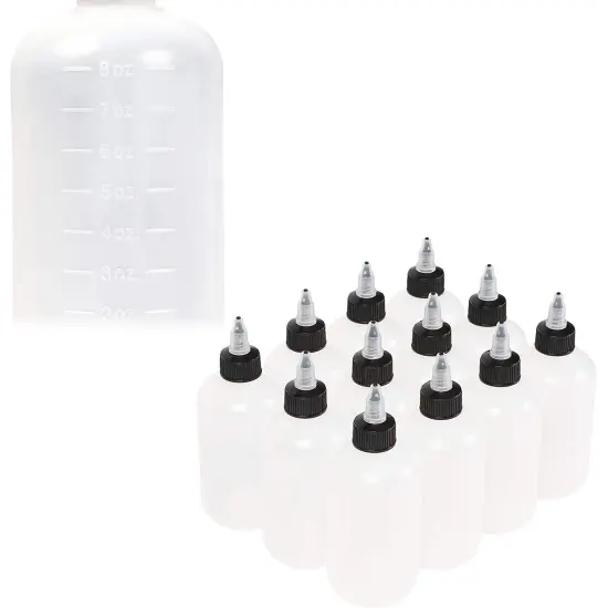 Boston Round Squeeze Bottles with Twist Caps (8 oz, White, 12 Pack) Clear {1}