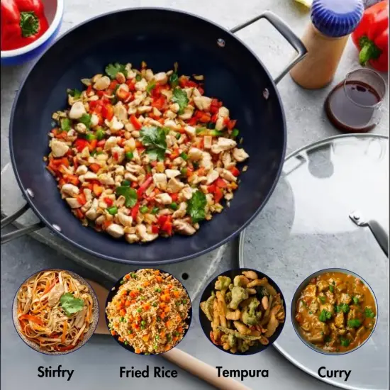 Blu. Cookware 12.6&rdquo; Wok with Lid, Durable Non-Stick Stir Fry Pan {4}