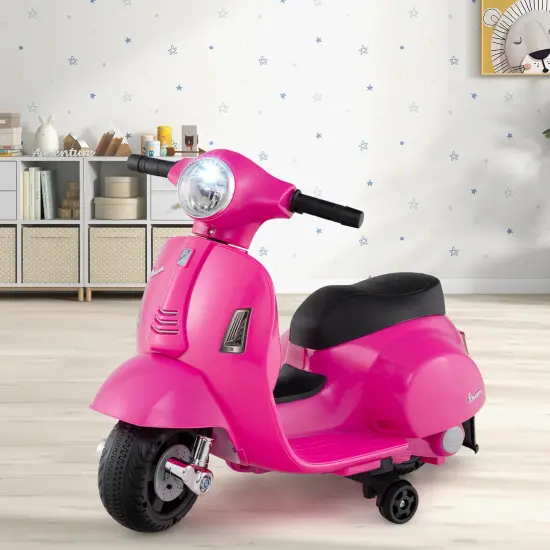 Plastic Licensed Kids Ride-On Motorcycle Vespa with LED Headlight and Horn Sound Pink {2}