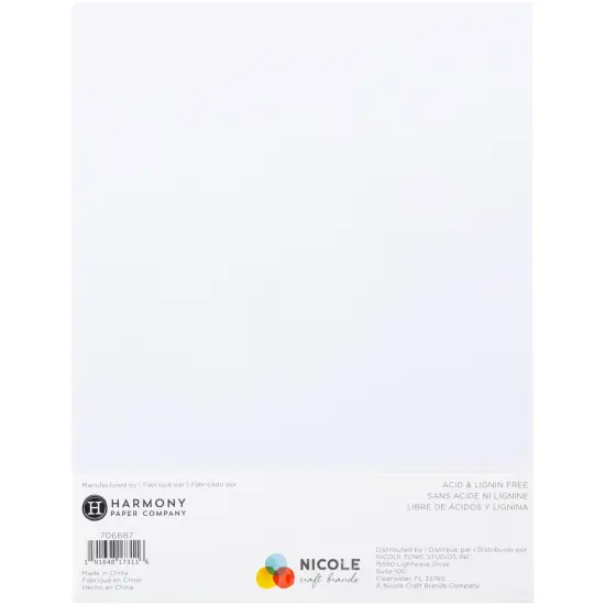 Harmony Hues 65# Cardstock 8.5"X11" 100/Pkg-Brilliant White {3}