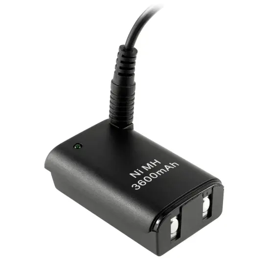 Insten for xBox 360 Controller Battery Pack 3600mAh Rechargeable Power Kit Set with USB Charger Cable for XBOX 360 Wireless Controllers Charge and Play - Black {2}