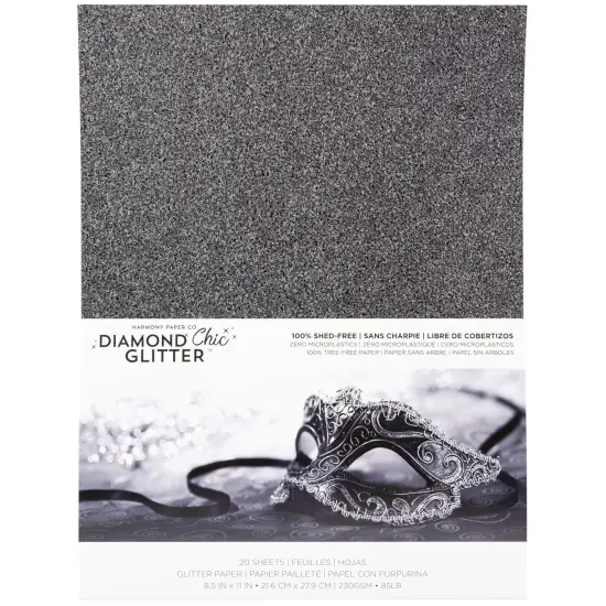 Harmony Diamond Chic Glitter Cardstock 8.5"X11" 20/Pkg-Midnight Masquerade {1}
