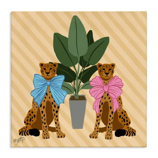 Stupell Industries Fashion Cheetahs with House Plant Canvas By Elizabeth Medley {1}