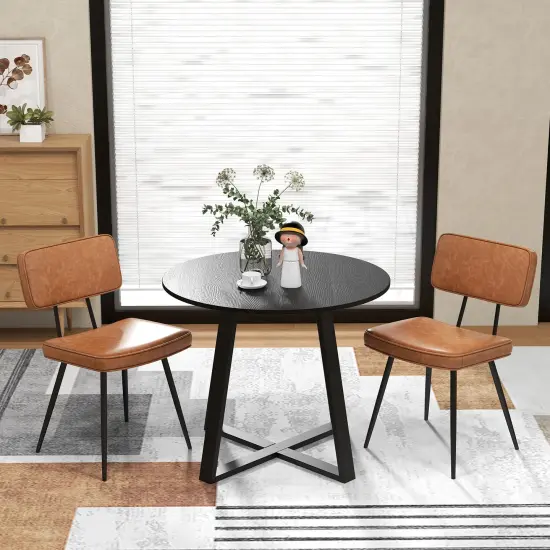 Set of 2 Dining Chairs with Padded Backrest and Seat Comfortable and Stylish Seating Brown {2}