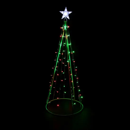 Northlight LED Lighted Twinkle Outdoor Christmas Cone Tree - 5' - Red and Green Lights White {1}