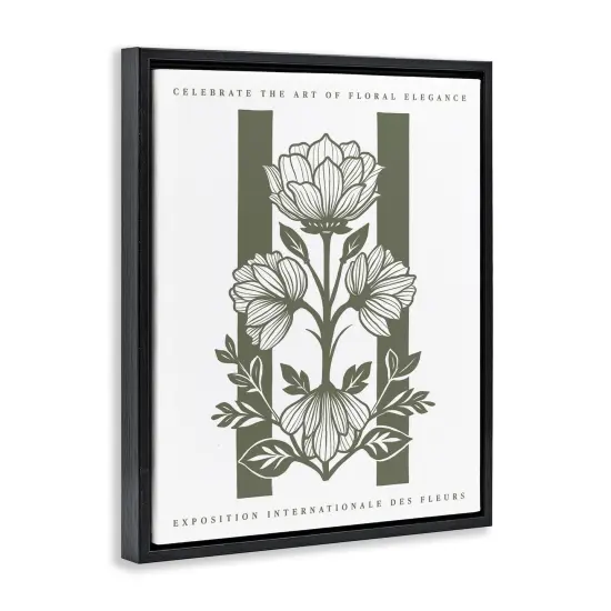 Stupell Industries Symmetrical Blossoms on Green Floating Frame By Lettered and Lined {9}