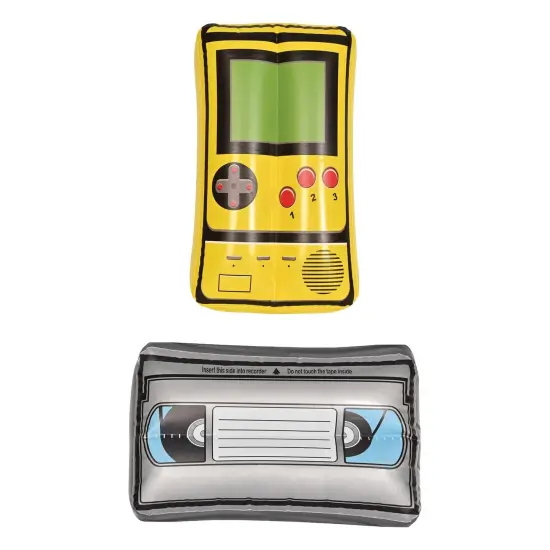 6 Pack Bulk Inflatable VHS Tape & Handheld Game Party Set {1}